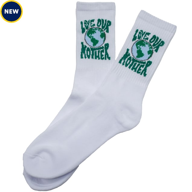 Zanden Love Our Mother Earth Crew Socks, Small/Medium, White - Carousel image #1