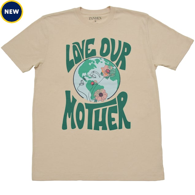 Zanden Love Our Mother Eco Natural Unisex Tee, X-Small, Tan - Carousel image #1