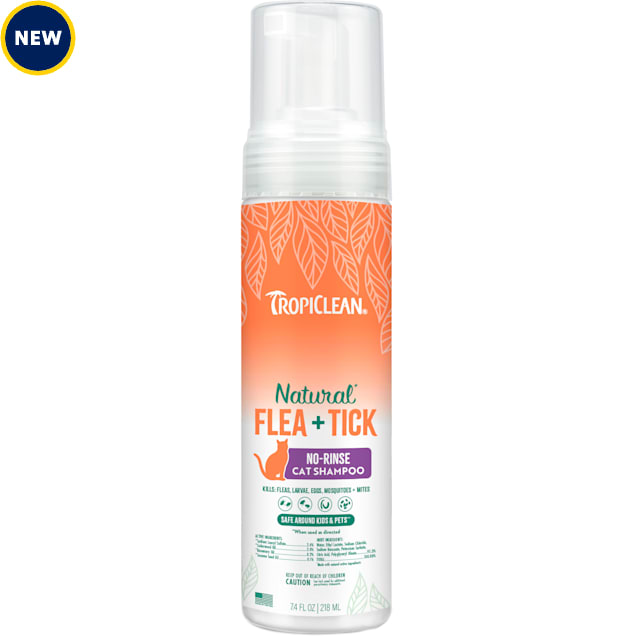 TropiClean Natural* Flea + Tick Waterless Shampoo for Cats, 7.4 oz. - Carousel image #1