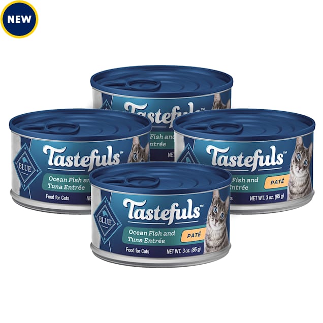 Blue Buffalo Tastefuls Pate Style, Ocean Fish and Tuna Entree Natural Wet Cat Food, 3 oz., Count of 4 - Carousel image #1