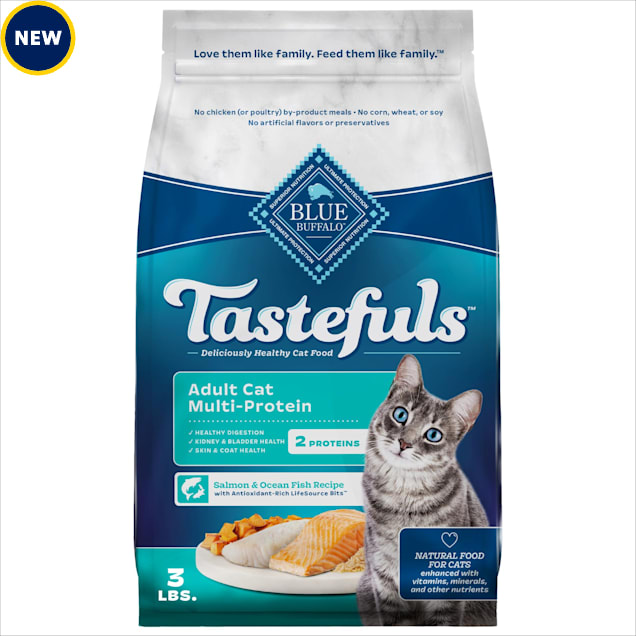Blue Buffalo Tastefuls Multi-Protein Salmon & Ocean Fish Recipe Adult Cat Dry Food, 3 lbs. - Carousel image #1
