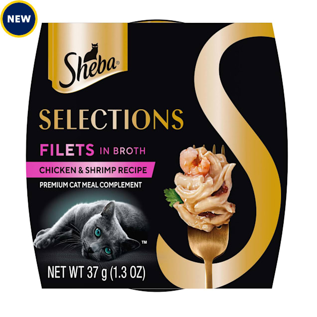 Sheba Selections Filets in Broth Cat Meal Complement Chicken & Shrimp Recipe, 1.3 oz., Case of 12 - Carousel image #1