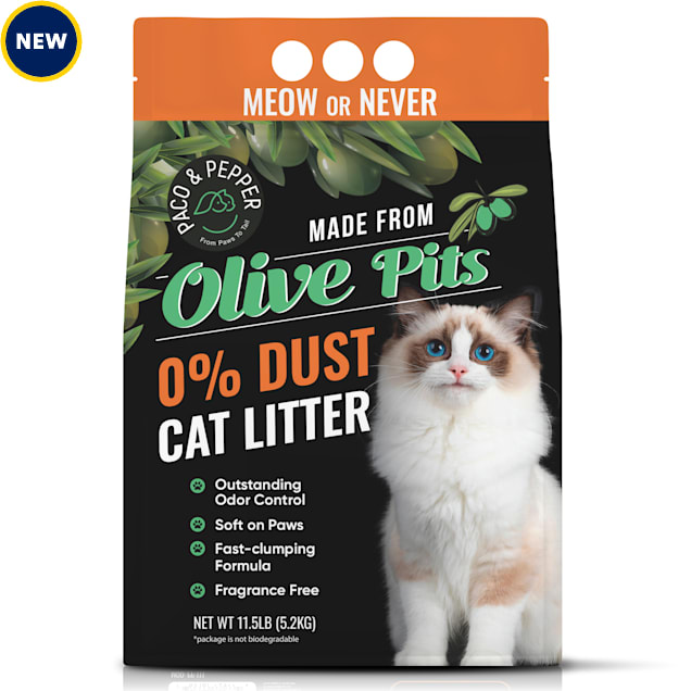 Paco & Pepper Made from Olive Pits 0% Dust Natural Unscented Clumping Cat Litter, 11.5 lbs. - Carousel image #1