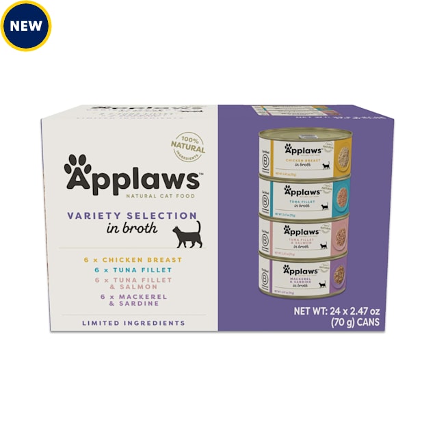 Applaws Natural Broth Selection Wet Cat Food Variety Pack, 2.47 oz., Count of 24 - Carousel image #1