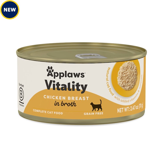 Applaws Vitality Natural Chicken Breast in Broth Wet Cat Food, 2.47 oz., Case of 24 - Carousel image #1