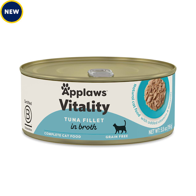 Applaws Vitality Tuna Fillet in Broth Natural Wet Cat Food, 5.5 oz., Case of 24 - Carousel image #1