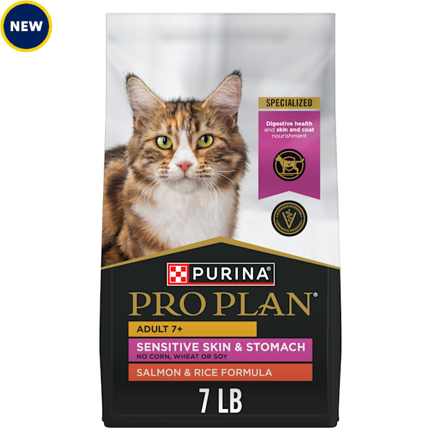 Purina Pro Plan Sensitive Skin and Stomach Salmon and Rice Formula Senior Cat Food, 7 lbs. - Carousel image #1