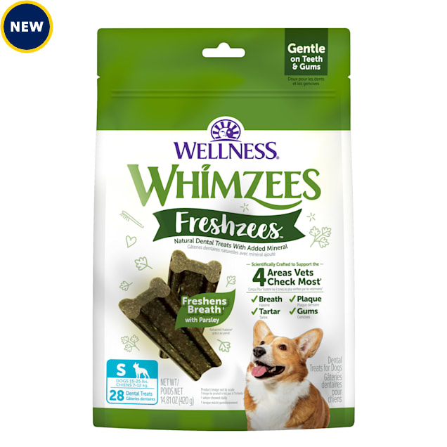 Wellness WHIMZEES Freshzees Fresh Breath Small Breed Natural Dog Dental Treats, 14.81 oz., Count of 28 - Carousel image #1