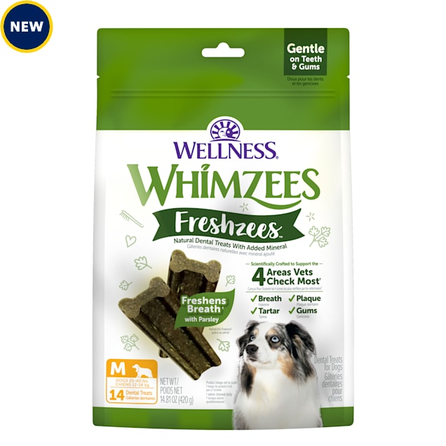 Wellness WHIMZEES Freshzees Fresh Breath Medium Breed Natural Dog Dental Treats, 14.81 oz., Count of 14 - Carousel image #1