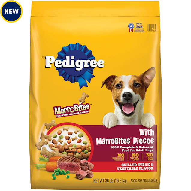 Pedigree with MarroBites Pieces Grilled Steak and Vegetable Flavor Adult Dry Dog Food, 36 lbs. - Carousel image #1