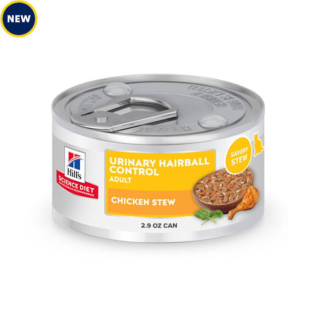 Hill's Science Diet Adult Urinary Hairball Control Chicken & Vegetable Stew Wet Cat Food, 2.9 oz., Case of 24 - Carousel image #1
