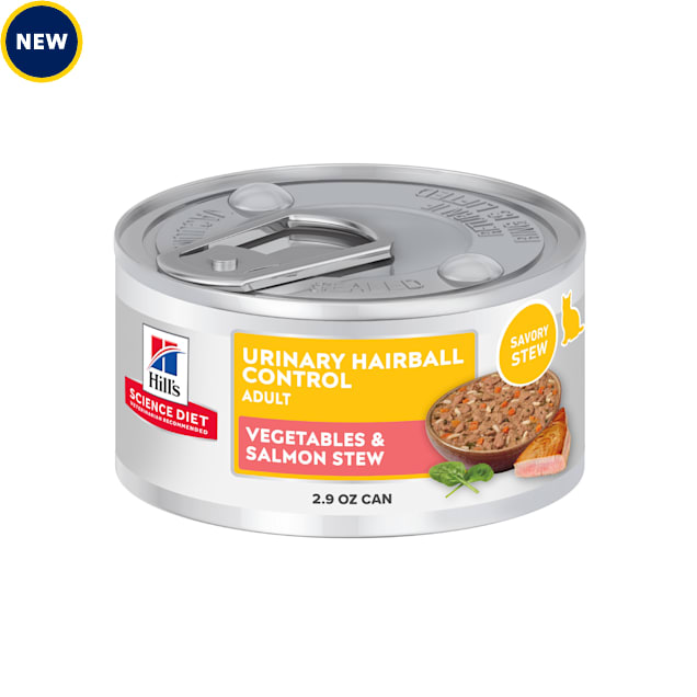 Hill's Science Diet Adult Urinary Hairball Control Vegetable & Salmon Stew Wet Cat Food, 2.9 oz., Case of 24 - Carousel image #1