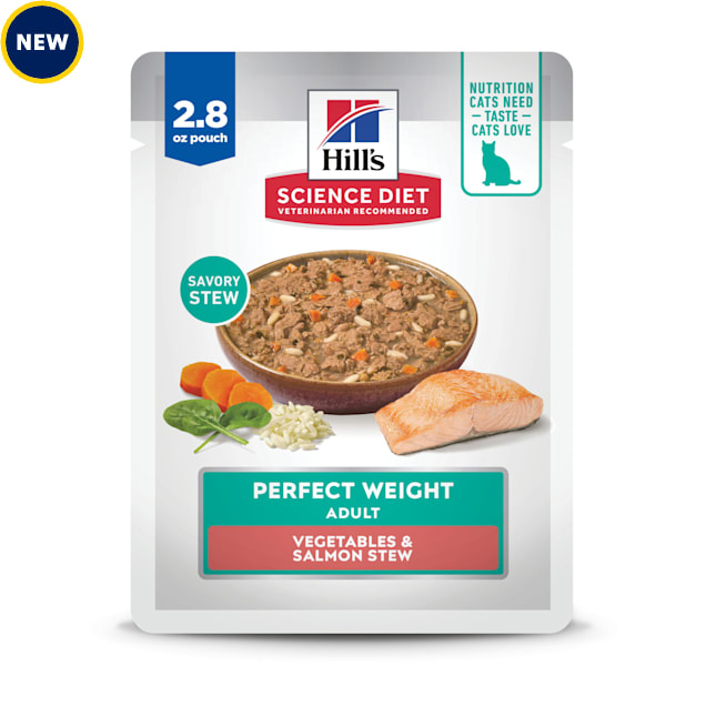 Hill's Science Diet Adult Perfect Weight Vegetables and Salmon Stew Wet Cat Food, 2.8 oz., Case of 24 - Carousel image #1