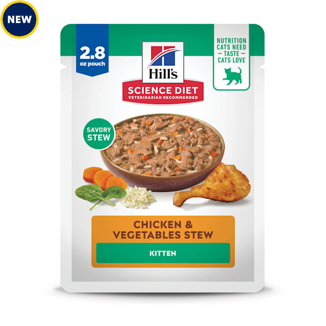 Hill's Science Diet Kitten Chicken & Vegetables Stew Wet Cat Food, 2.8 oz., Case of 24 - Carousel image #1