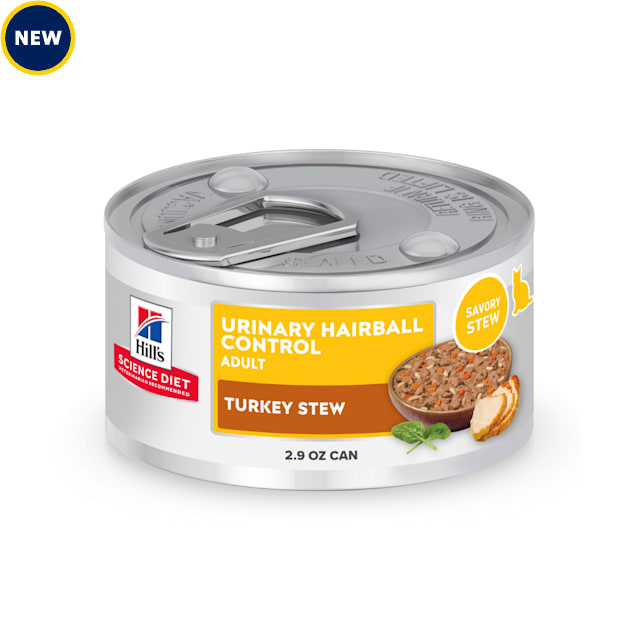 Hill's Science Diet Adult Urinary Hairball Control Turkey & Vegetable Stew Wet Cat Food, 2.9 oz., Case of 24 - Carousel image #1