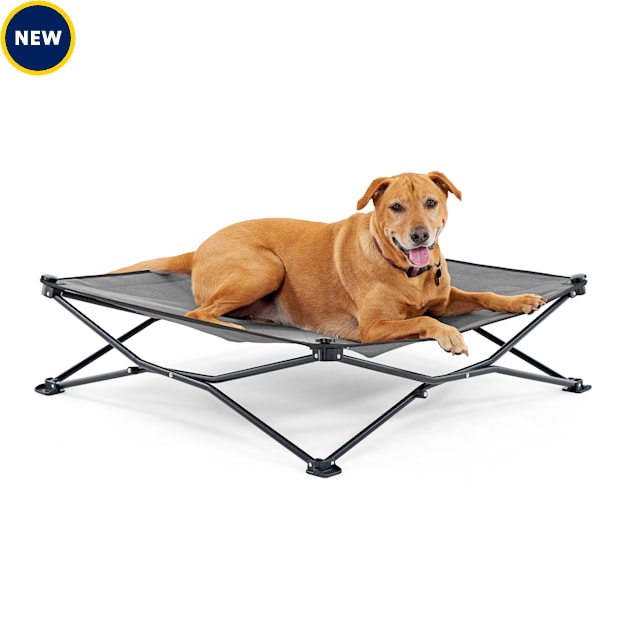 Coolaroo Elevated Pet Bed On-The-Go with Heat Shield Cooling Fabric, 36" W X 36" L X 8" H, Glacier Grey, Large - Carousel image #1