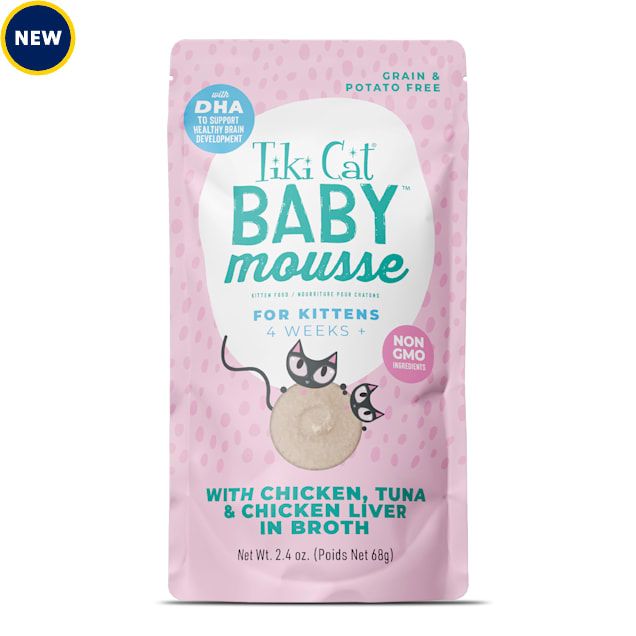 Tiki Cat Baby Tuna & Chicken Liver Mousse Wet Cat Food, 2.4 oz., Case of 12 - Carousel image #1