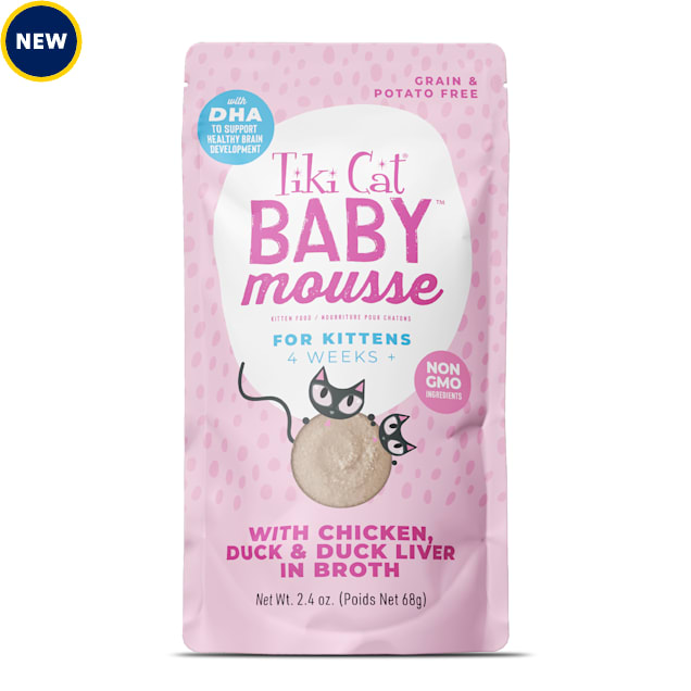 Tiki Cat Baby Chicken & Duck Liver Mousse Wet Cat Food, 2.4 oz., Case of 12 - Carousel image #1