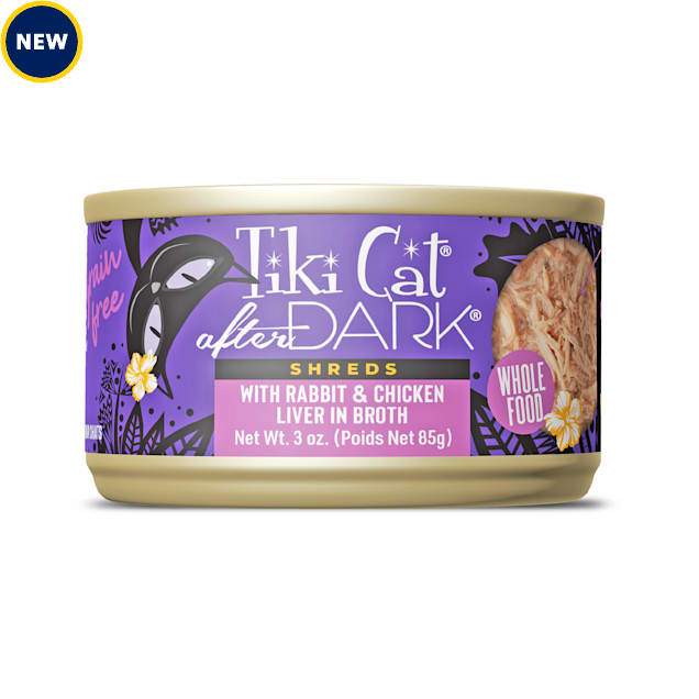 Tiki Cat After Dark Rabbit & Chicken Liver Shreds Wet Cat Food, 3 oz., Case of 12 - Carousel image #1