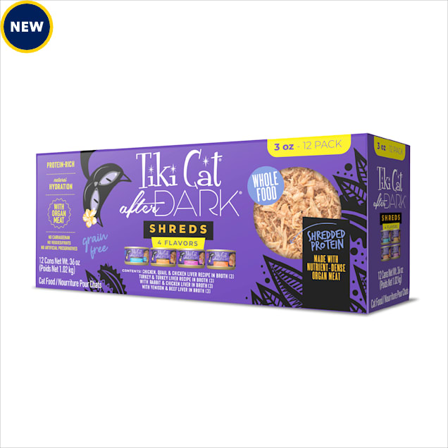 Tiki Cat After Dark Shreds Wet Cat Food Variety Pack, 3 oz., Count of 12 - Carousel image #1