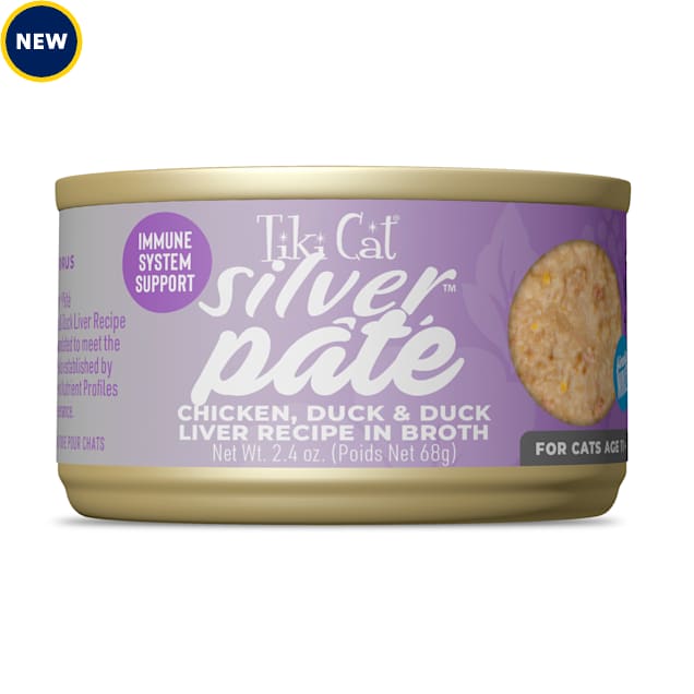 Tiki Cat Silver Chicken & Duck Liver Recipe in Broth Pate Wet Cat Food, 2.4 oz., Case of 12 - Carousel image #1