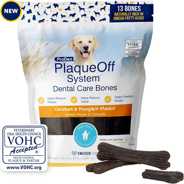 ProDen PlaqueOff Dental Care Bones Chicken and Pumpkin Flavor for Dogs, 17 oz., Count of 13 - Carousel image #1