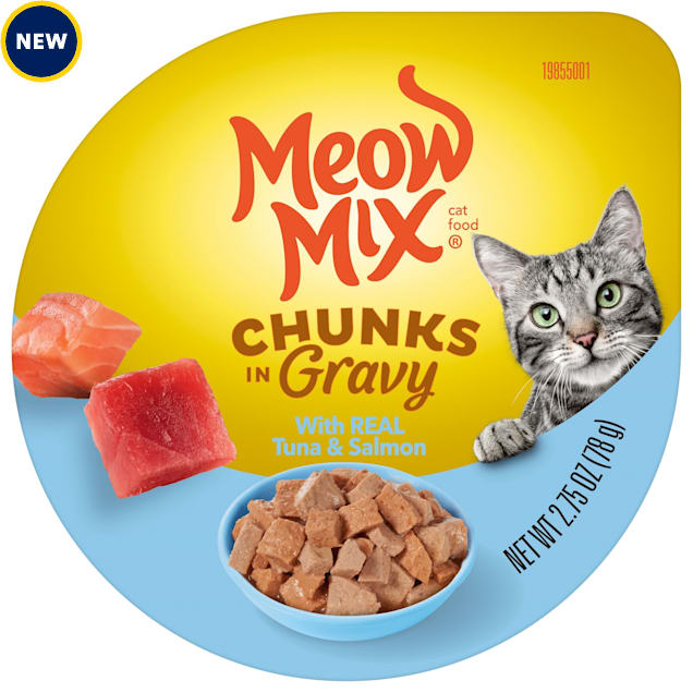 Meow Mix Chunks in Gravy with REAL Tuna & Salmon Wet Cat Food, 2.75 oz., Case of 12 - Carousel image #1
