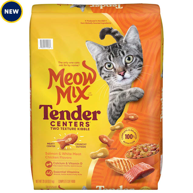 Meow Mix Tender Centers Salmon & White Meat Chicken Flavors Dry Cat Food, 20 lbs. - Carousel image #1