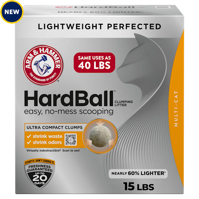 Arm & Hammer Hardball Lightweight Clumping No-Mess Scooping Cat Litter, Multi-Cat, 15 lbs. - Carousel image #1
