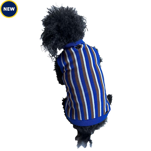 The Howls Cobalt Stripe Dog Sweater Vest, Cobalt Stripe, X-Small - Carousel image #1