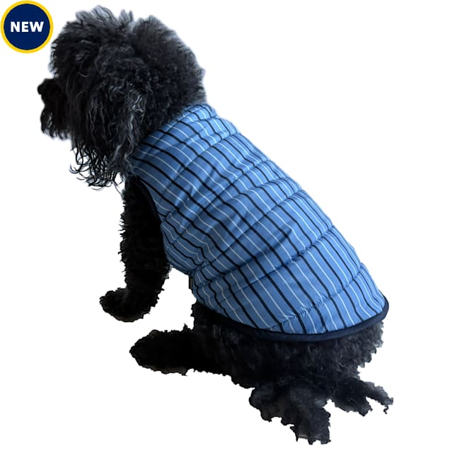 The Howls Blue Stripe Dog Quilted Vest, Blue, X-Small - Carousel image #1
