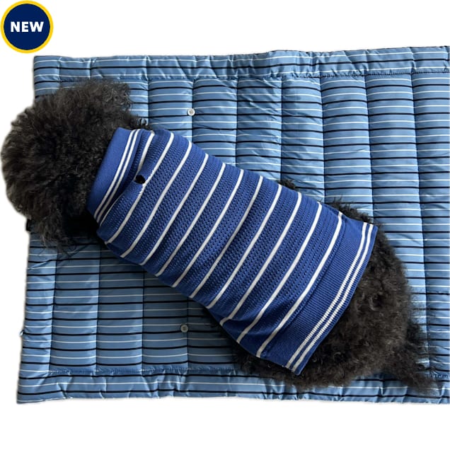 The Howls Blue Stripe Travel Dog Mat, 34" L X 23" W X 0.5" H, Blue, Small/Medium - Carousel image #1