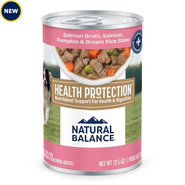 Natural Balance Health Protection Salmon Broth, Pumpkin & Brown Rice Stew Wet Dog Food, 12.5 oz., Case of 6 - Carousel image #1