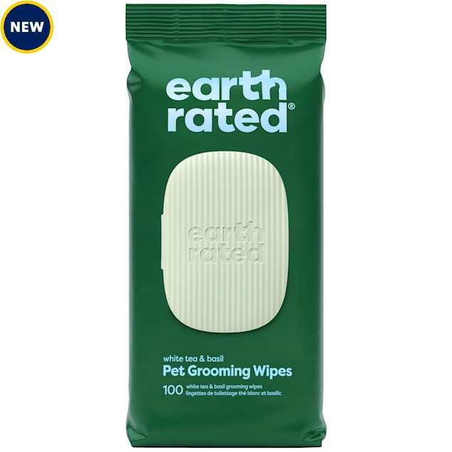 Earth Rated White Tea & Basil Wipes for Dogs and Cats, Count of 100 - Carousel image #1