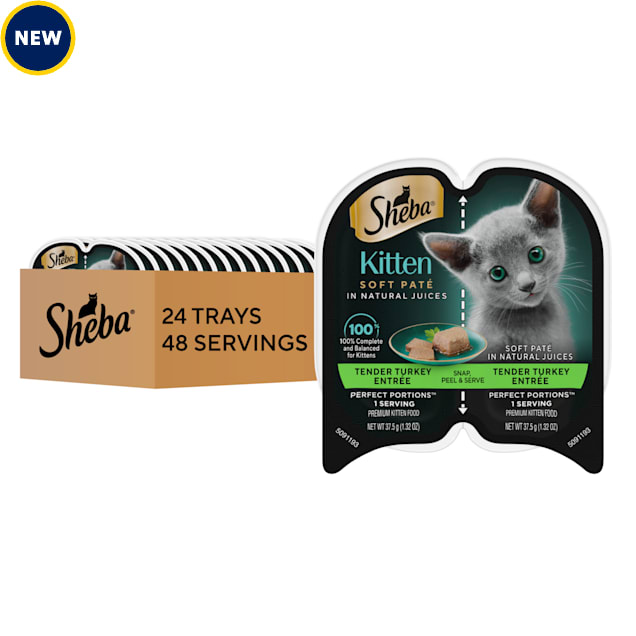 Sheba Perfect Portions Turkey Entree Kitten Wet Cat Food Pate, 2.64 oz., Case of 24 - Carousel image #1