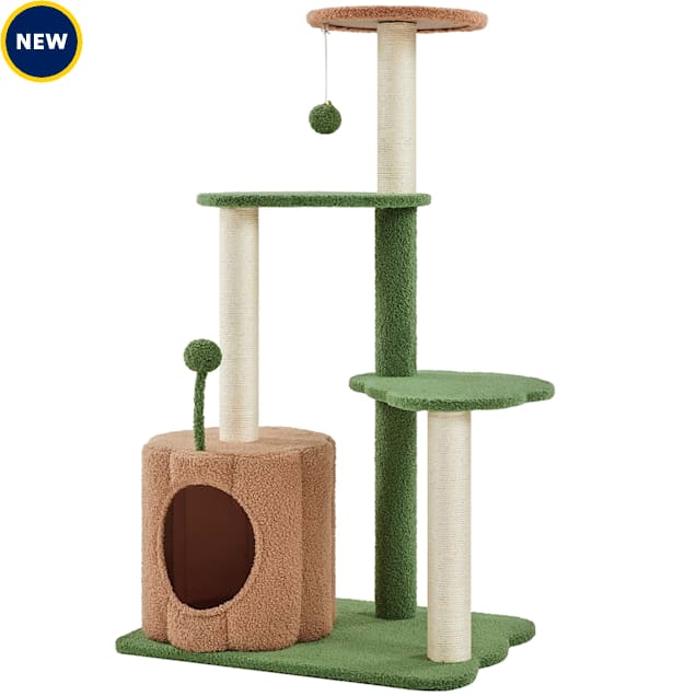 Topeakmart Cat Tree/Tower with Brown Pumpkin, 42"H, Green/Brown - Carousel image #1