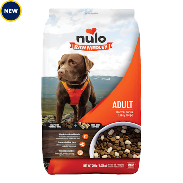 Nulo Raw Medley Kibble+ Chicken, Oats, & Turkey Adult Dog Food, 20 lbs. - Carousel image #1