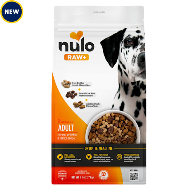 Nulo Chicken, Whitefish and Salmon Freeze-Dried Raw+ Adult Dog Food, 5 lbs. - Carousel image #1