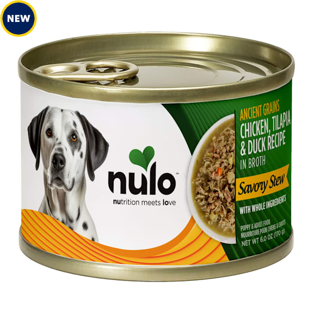 Nulo Ancient Grain Savory Stew, Chicken, Tilapia, & Duck for Puppy & Adult Dog Food, 6 oz., Case of 8 - Carousel image #1