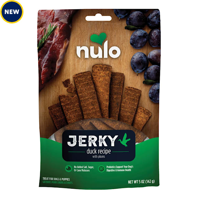 Nulo Grain-Free High Protein, Duck with Plums, Premium Jerky Dog Treats, 5 oz. - Carousel image #1