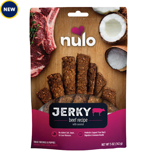 Nulo Grain-Free High Protein, Beef with Coconut Premium Jerky Dog Treats, 5 oz. - Carousel image #1
