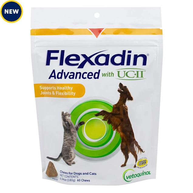 Vetoquinol Flexadin Advanced Hip & Joint Supplement with UC-II, One Chew a Day, Vet-Approved for Dogs & Cats, 6.34 oz., 60 Chews - Carousel image #1