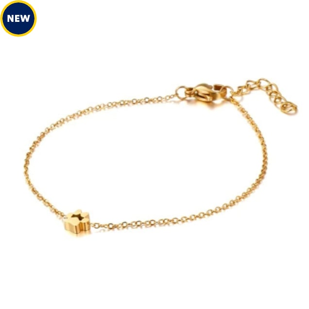 Hollywood Sensation Pawfect Minimalist Adjustable Mini Paw Charm Bracelet, Gold - Carousel image #1
