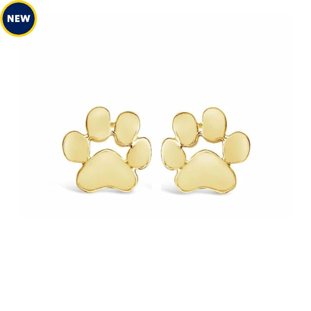 Hollywood Sensation GoldenPaw Paw Print Stud Earrings, Gold - Carousel image #1