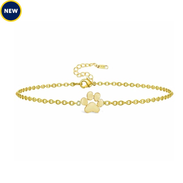 Hollywood Sensation Fureverly Single Paw Print Link Chain Bracelet, Gold - Carousel image #1