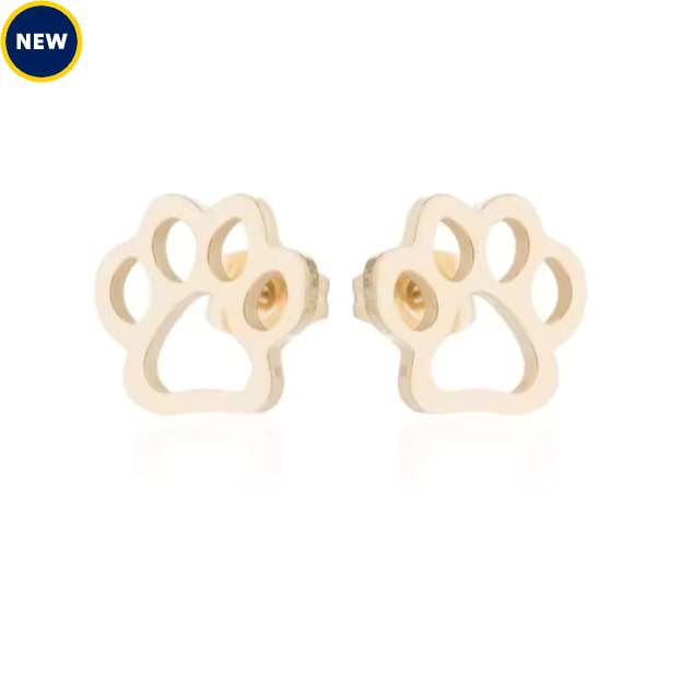 Hollywood Sensation CharmedPaw Paw Print Stud Earrings, Gold - Carousel image #1
