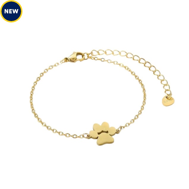 Hollywood Sensation PurePaw Link Chain Paw Cutout Charm Bracelet, Gold - Carousel image #1