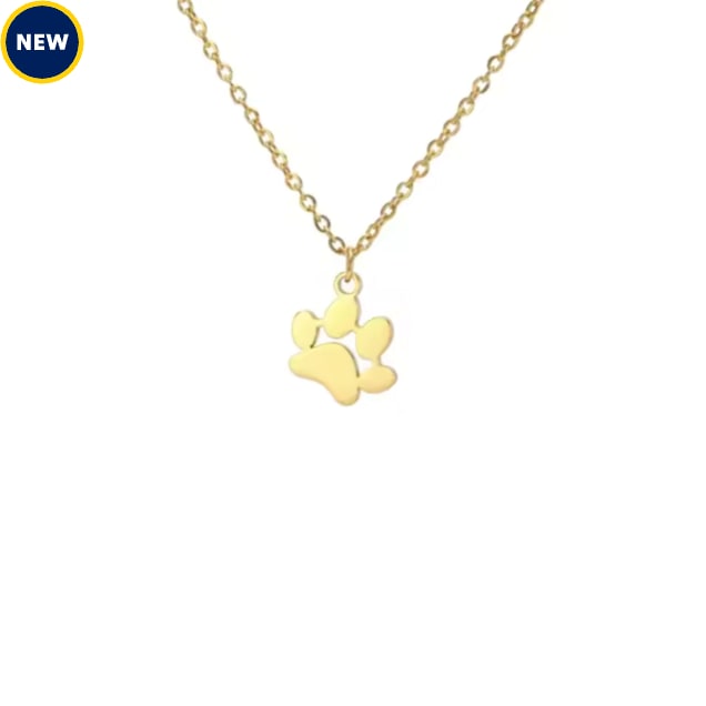 Hollywood Sensation EverPaw Single Paw Print Necklace, Gold - Carousel image #1