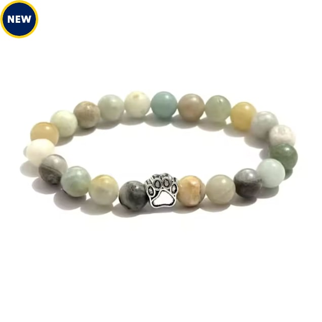 Hollywood Sensation PawZee Earth-Tone Beaded Paw Print Charm Bracelet, Multicolor - Carousel image #1