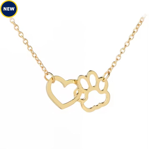 Hollywood Sensation HeartPaws Heart and Paw 18K Gold-Plated Necklace, Gold - Carousel image #1